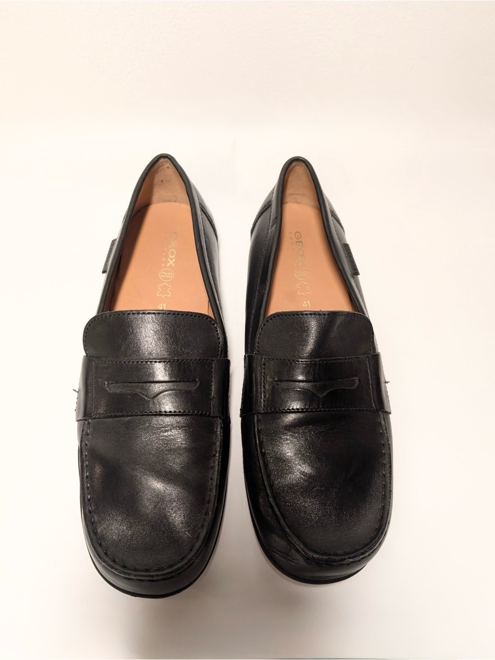 GEOX Boys Youth Fast Moccasin Penny Loafer Black Leather Size EU 41